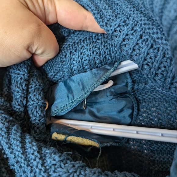 Vintage Woods & Gray Dark Teal Patterned Knit Turtle Neck Women Large Oversized - Picture 8 of 10